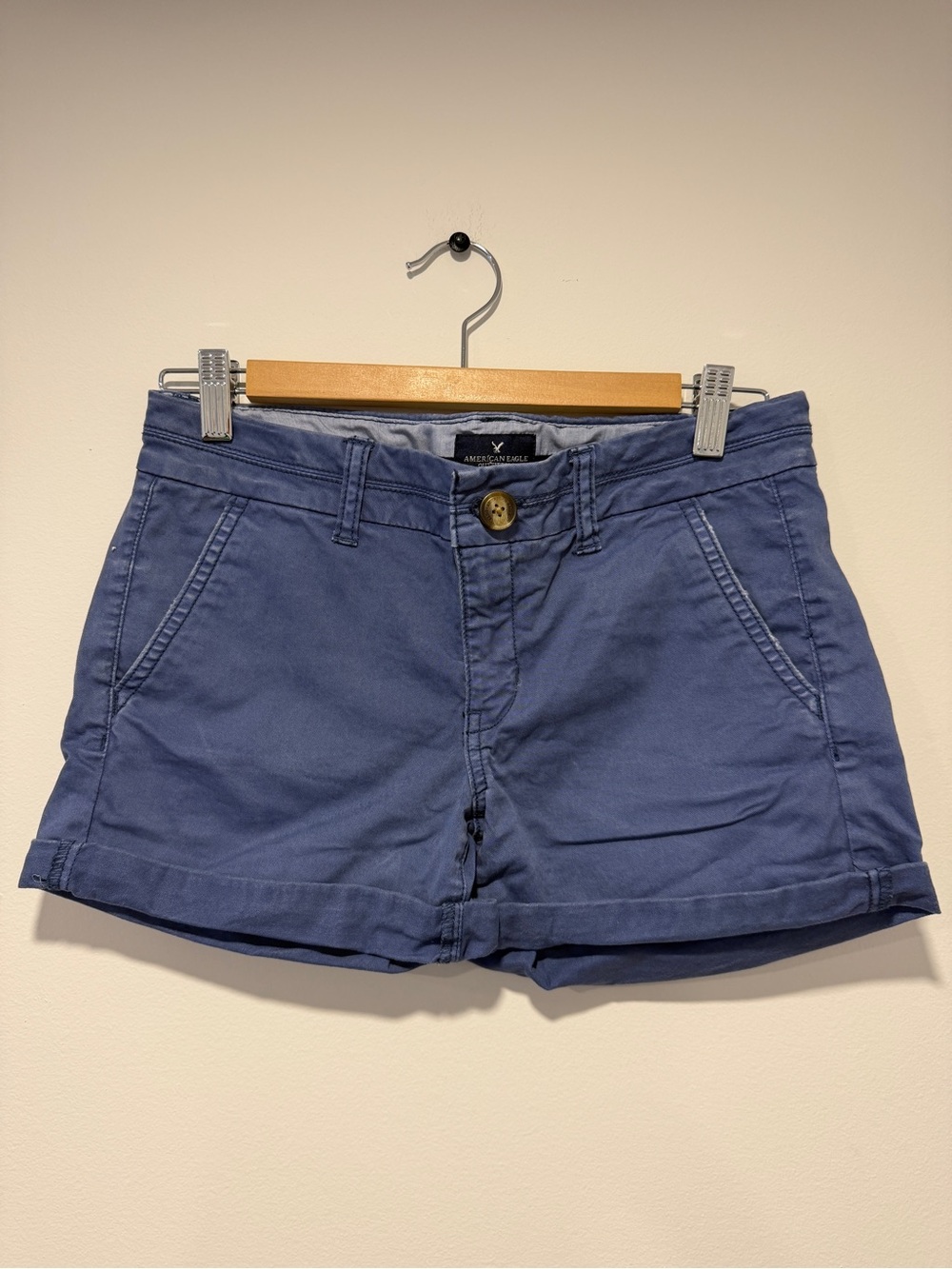 American Eagle Outfitters Navy Blue Casual Cotton Shorts